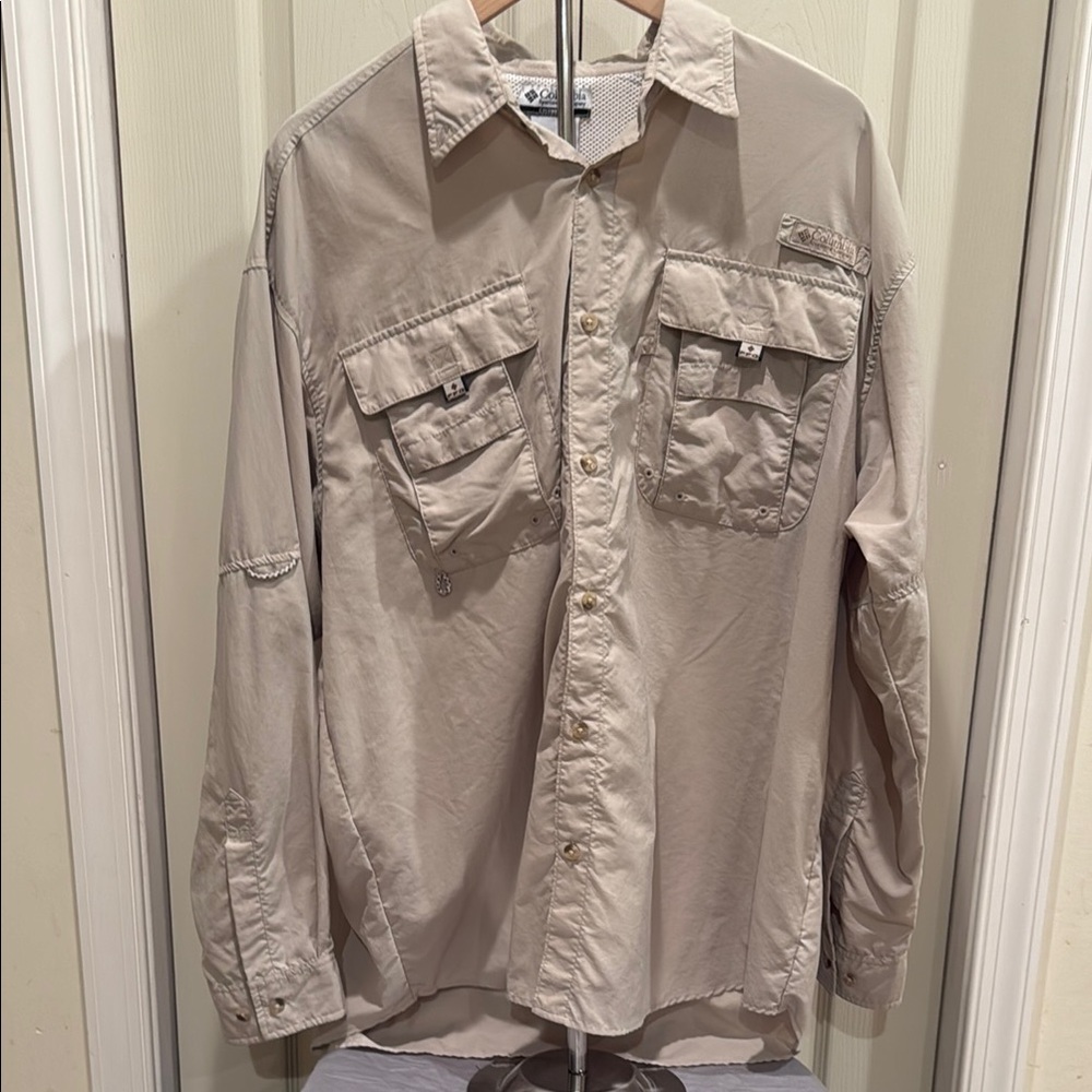 Columbia PFG Men's Fishing Button Down Shirt - Tan